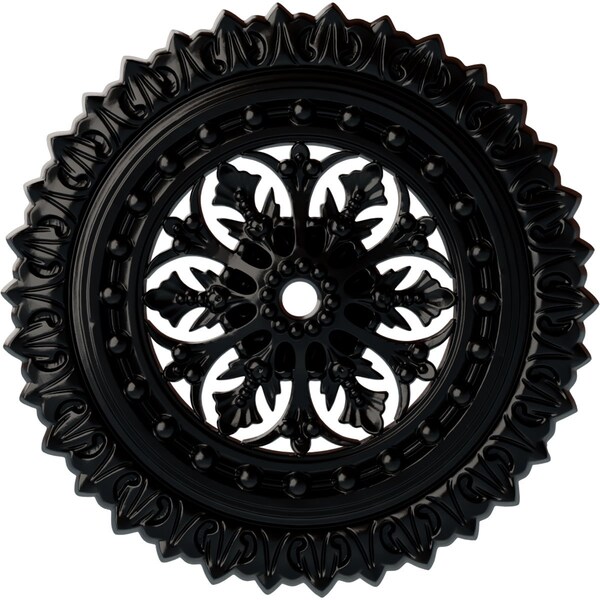 Ekena Millwork Sellek Ceiling Medallion (Fits Canopies up to 1 1/8"), 18 1/2"OD x 7/8"ID x 1 1/2"P, Jet Black CM18SKBLF - main